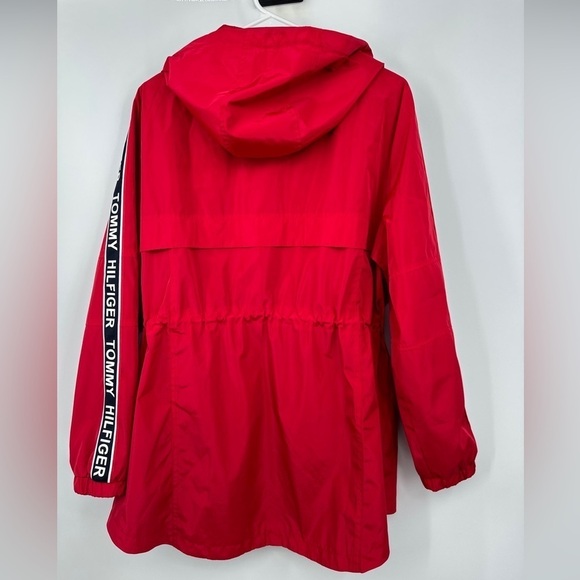 Tommy Hilfiger Windbreaker Long Jacket Logo Sleeve Red Size: LARGE NWOT - Picture 2 of 6